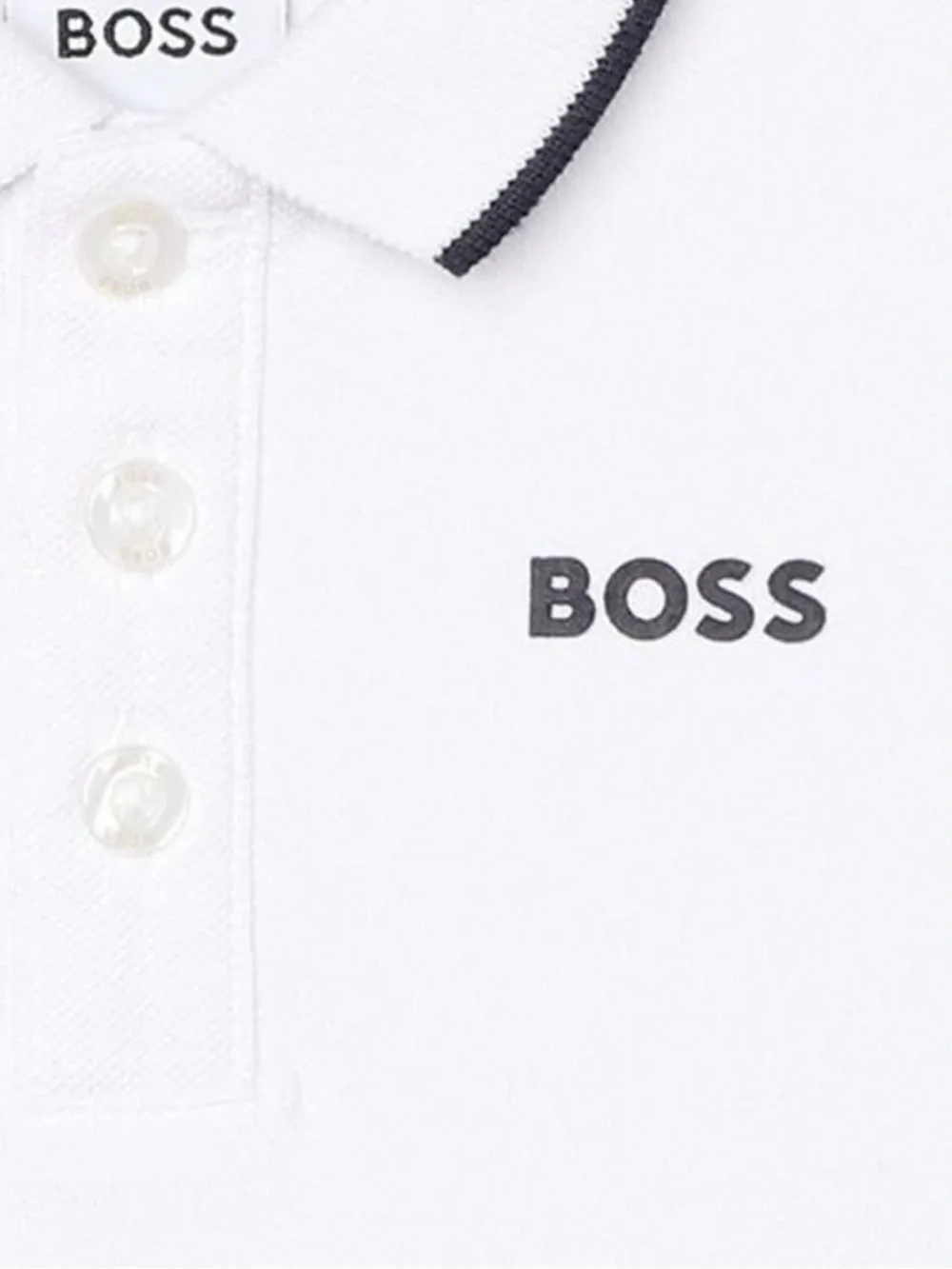 Boss White Polo Shirt with Black Trim - Picture 3 of 7